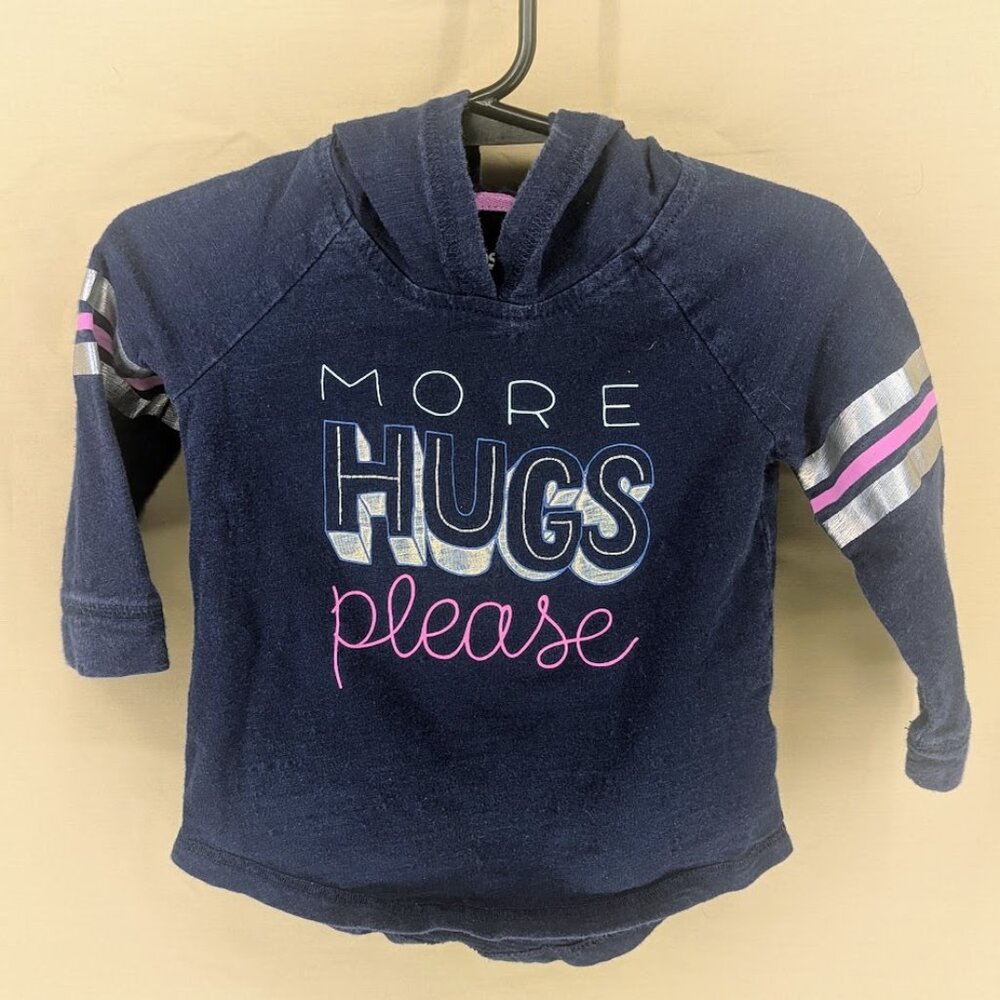 12-18 Mo OshKosh B'gosh Girls Fleece Hooded More Hugs Please Pullover Sweatshirt